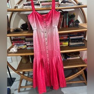 SALONI Pink and Red Ombre Midi Dress